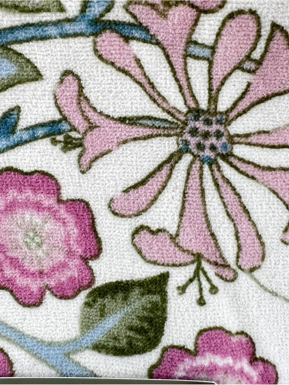 William Morris Bath Towels Floral Print Green Blue Pink Velour Cotton 2 Pc NEW